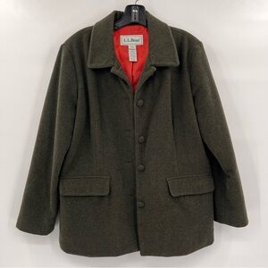 L.L. Bean Women’s Wool Cashmere Blend Olive Green Blazer Jacket Size Medium